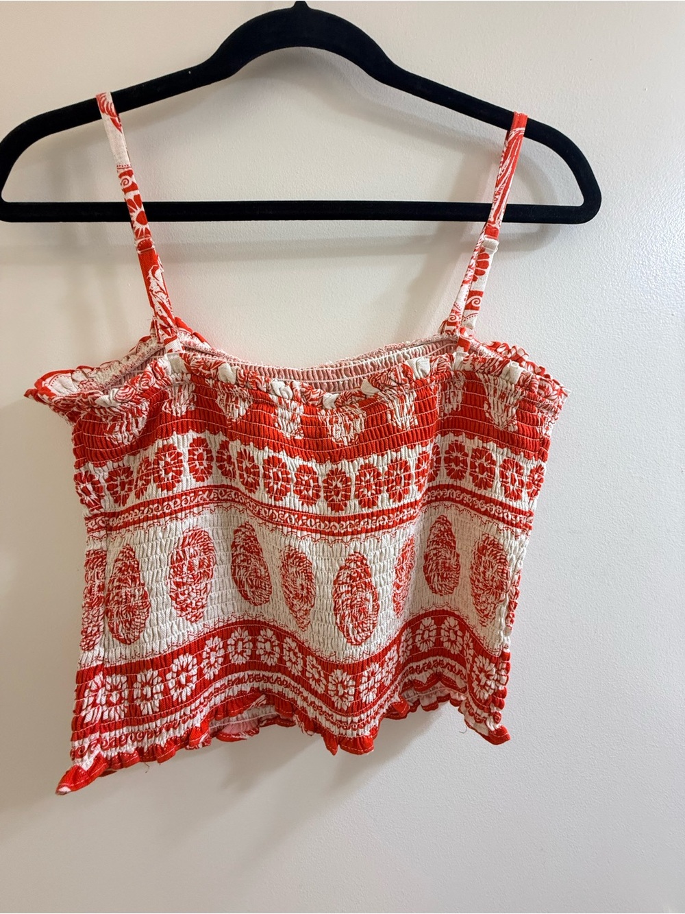 I.N. San Francisco Smocked Crop Tank Top Medium Orange Cream Size M NWT - Picture 4 of 10